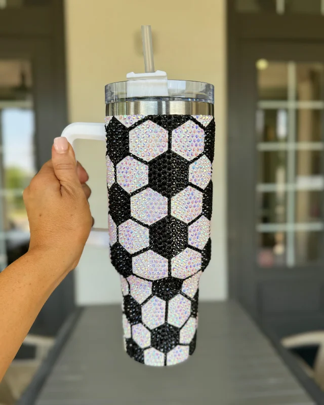 Crystal "All Over" Soccer Ball Pattern 40 Oz. Tumbler