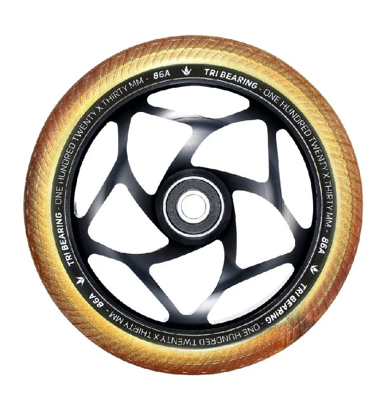 Envy Tri Bearing Scooter Wheels 120mm x 30mm - Black/Gold (Pair)