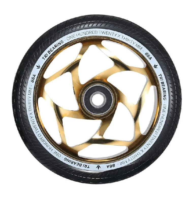 Envy Tri Bearing Scooter Wheels 120mm x 30mm - Gold/Black (Pair)