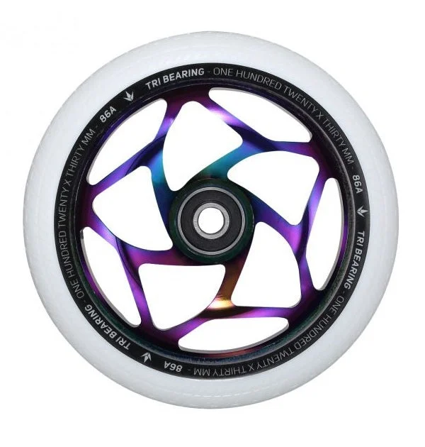 Envy Tri Bearing Scooter Wheels 120mm x 30mm - Oil Slick/White (Pair)