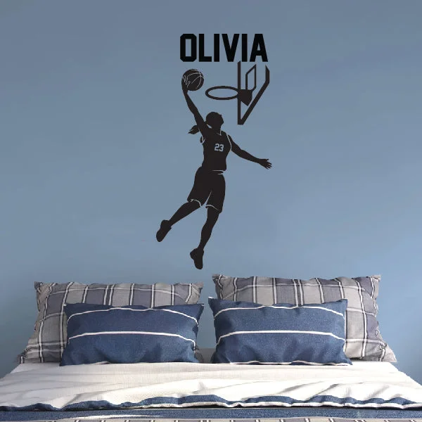 GIRL Basketball Player Throwing Ball Sticker