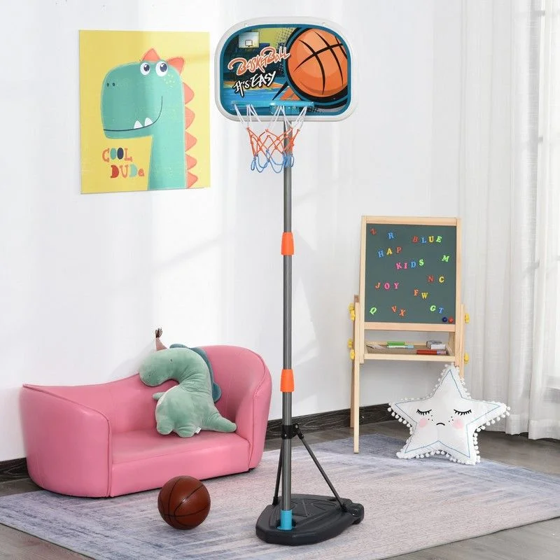 Homcom Kids Height Adjustable Aluminium Basketball Hoop Stand With Ball