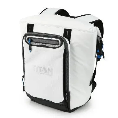 Titan by Arctic Zone 13QT/20-Can Cooler Backpack Soft Sided Leak-Proof, White