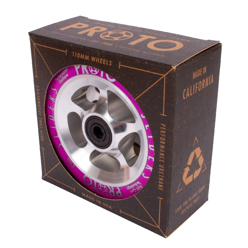 Proto StarBright Sliders Wheels 110mm - Neon Purple on Raw (Pair)