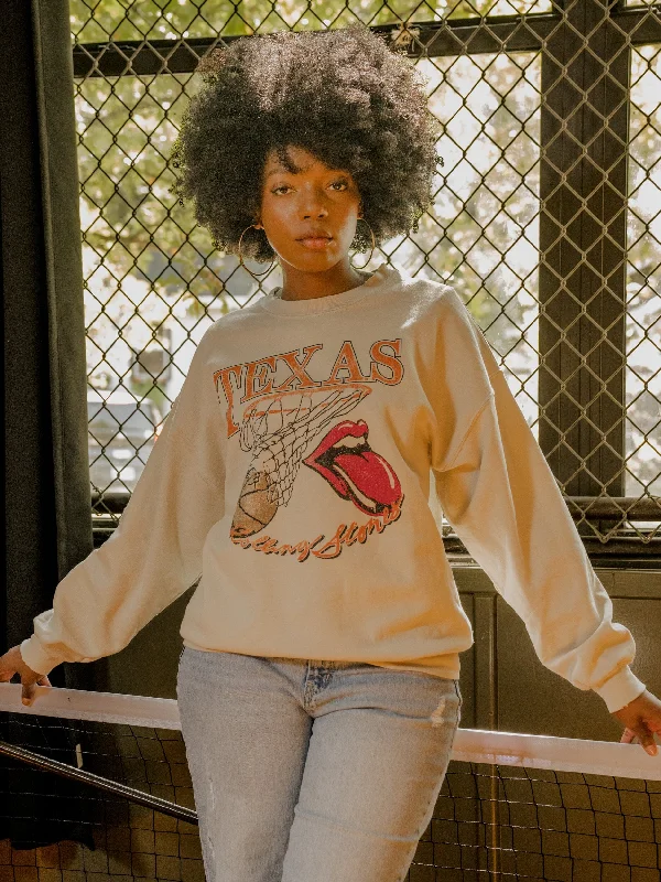 Rolling Stones Longhorns Basketball Net Sand Thrifted Sweatshirt