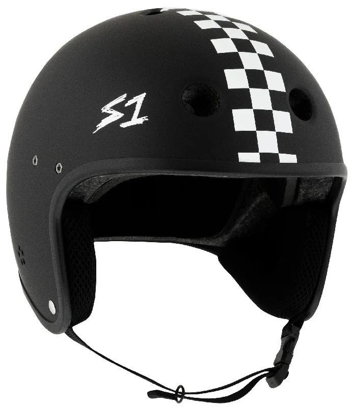 S1 Retro Lifer E-Helmet - Black Matte/Checkers