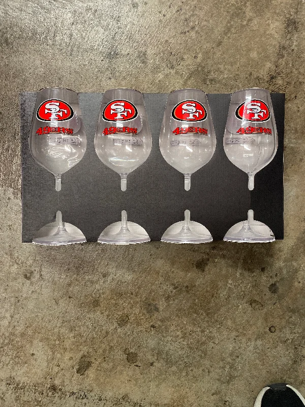 SAN FRANCISCO 49ERS CLEAR PLASTIC WINE GLASS 4PACK