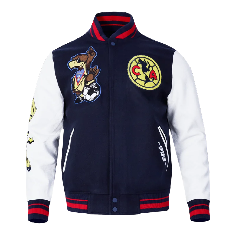 LIGA MX CLUB AMERICA STADIUM MEN'S RIB WOOL VARSITY JACKET (MIDNIGHT NAVY/RED/MIDNIGHT NAVY)